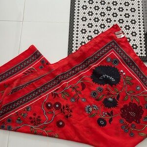 Floral Red Scarf